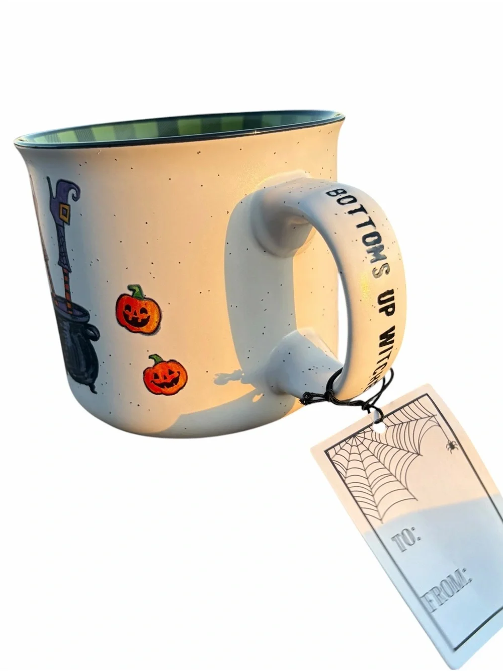 NWT WITCH CUP COBWEBS & CAULDRON BOTTOMS UP WITCHES LARGE STONEWARE MUG 16OZ